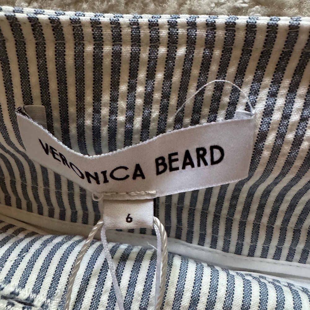 NEW Veronica Beard Haina Stretch Seersucker Short in Blue / White - Picture 4 of 5